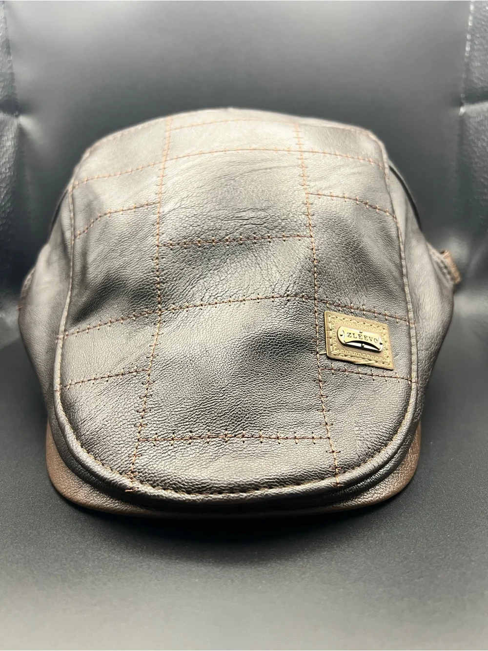 Men's Brown Leather Flat Cap - Classic Style